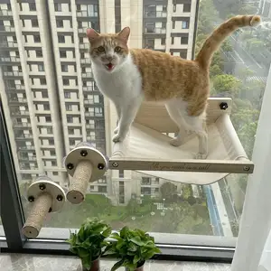 חתול חלון מוט טיפוס צעדים חלון רכוב גרוד חתול קיר מדפים עם ערסל עבור קיר Windows להשתמש
