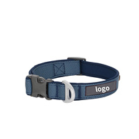 Collier pour chien en sangle de nylon couleur unie, boucle réglable, résistant à l'usure, doux pour la peau, style simple, toutes saisons, logo personnalisé