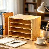 Estante de Almacenamiento de Bambú de Cuatro Niveles Personalizado, Estilo Cajonera, Adecuado para Archivos de Escritorio, Condimentos de Cocina y Clasificación de Cosméticos