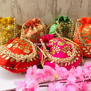 Indian Handcrafted Peacock Embroidery <b>Potli</b> <b>Bag</b> Women <b>Potli</b> <b>Bag</b> For Return Gift Favour Wedding Drawstrings <b>Bags</b> - Product Image 1