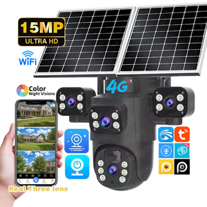 Eseecloud 15MP 4 gam Sim Thẻ Wifi ba ống kính năng lượng mặt trời Máy ảnh không dây ngoài trời cctv PTZ giám sát ngoài trời Mạng an ninh máy ảnh - Product Image 1