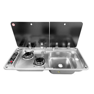 JDA Évier en acier inoxydable 304 <span class=keywords><strong>de</strong></span> haute qualité avec cuisinière à gaz à double brûleur Évier et cuisinière pour camping-car, <span class=keywords><strong>caravane</strong></span>, bateau, yacht - Product Image 1