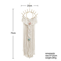 Bohème macramé coton cordon tenture murale mauvais œil attrape-rêves avec pendentif en pierre de cristal Boho tissé macramé pour chambre