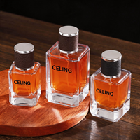 Nouvelle bouteille de parfum vide carrée de 50 ml, design populaire, flacon de parfum en verre avec vaporisateur, flacon de parfum noir de luxe avec emballage
