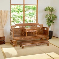 Ensemble de canapés Luohan carrés en teck durable et écoresponsable, inspiré du style Zen, lit Arhat et divan de style classique chinois