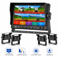 Sistema de Monitoreo de Punto Ciego con IA BSD, Monitor de 7 Pulgadas, 4 Canales AHD 1080P, Cámaras Laterales Impermeables IP68, DC 9V-36V para Camiones Comerciales