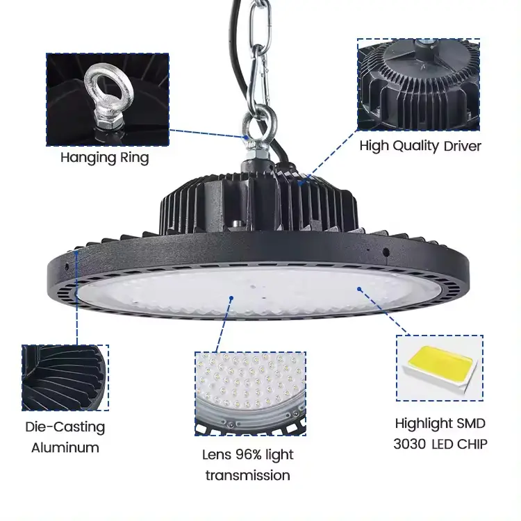 2 buah/ctn stok USA Gratis pengiriman 100W 150W 200W UFO LED dalam ruangan gudang garasi lampu Teluk tinggi