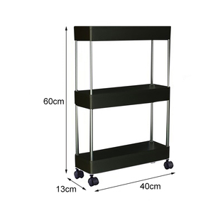 Scaffalature mobili in plastica sottile a 3 livelli Slide out Storage Rolling Utility Cart per il bucato del <span class=keywords><strong>bagno</strong></span> della cucina o per uso alimentare - Product Image 5