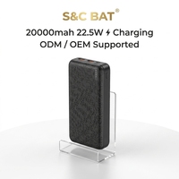Batterie externe en plastique 20000 mAh à charge rapide 22,5 W, 3 ports USB-A, Type-C, Micro USB, écran LED pour iPhone/iPad – Vente en gros