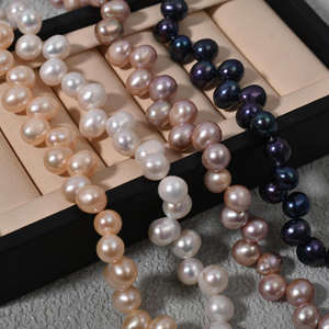 Perle de riz en eau douce naturelle Sanqi 9-10 mm, blanc poudre violet, matériau d'accessoire de bricolage pour collier, bracelet, perle en vrac - Product Image 2