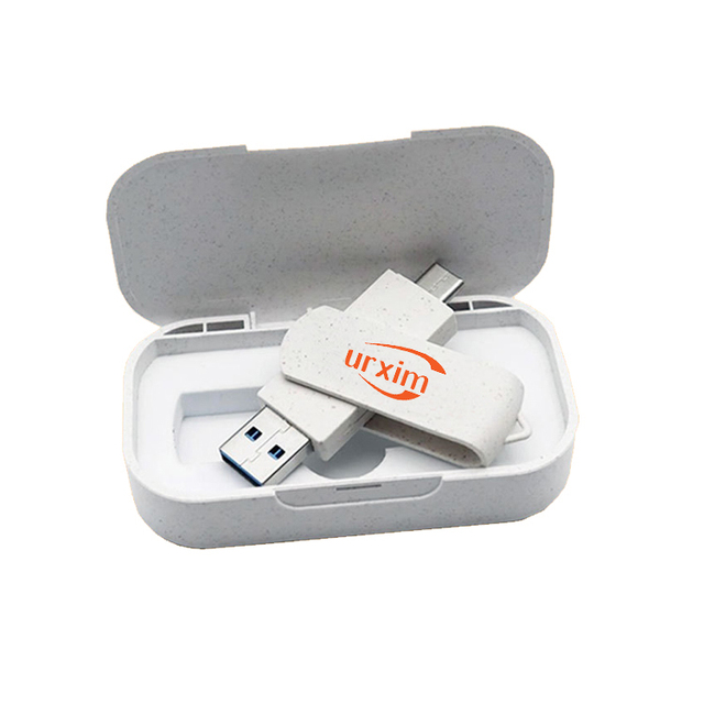 Hot Sale Eco Friendly Type-c Usb 4gb 8GB 16GB 32GB 64gb Usb Flash Drive 3.0 Wholesale 2in1 Otg Wheat Straw Usb Flash Drives