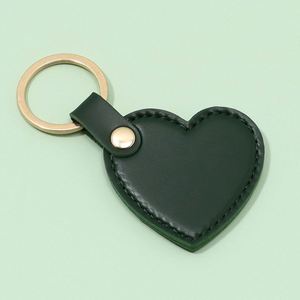 Luxury Custom Logo <b>Bag</b> Hanging Charm Heart Shape PU Leather Car Keychain Metal <b>Ring</b> Decoration PU Leather Keychain DIY Engraved - Product Image 4