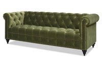 Meubles de salon modernes de haute qualité 88 "canapé en velours de performance vert olive Chesterfield tufté
