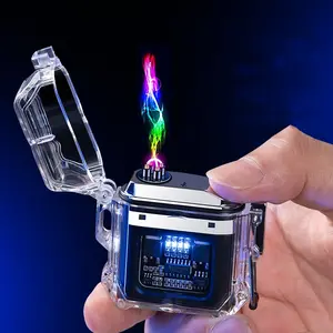 批发时尚防水USB打火机透明设计电子双弧光打火机吸烟