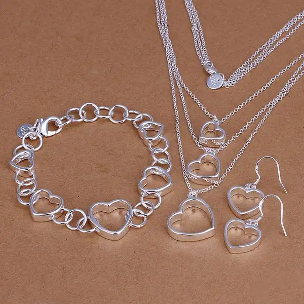 Brincos de prata esterlina 925, joias femininas com modelo de colar, brincos e bijuterias para casamento