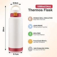 Vaso Térmico Portátil Personalizado de Alta Calidad con Logotipo, Botella de Agua de Acero Inoxidable 304 para Exteriores con Pajita Abatible y Asa de Transporte