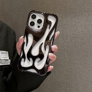 Tự làm ngọn lửa mô hình 3D kết cấu làm mát siêu mỏng TPU + PC trường hợp điện thoại cho 17 Pro Max 16 15 14 11 với bảo vệ 360 & Chống sốc - Product Image 2