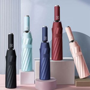 Paraguas Plegable de Tres Secciones, Portátil, Totalmente Automático, con Estructura de Tubo de Hierro, Diseño Europeo, 10 Varillas, Resistente al Viento, Protección Solar y contra la Lluvia, para Adultos - Product Image 2