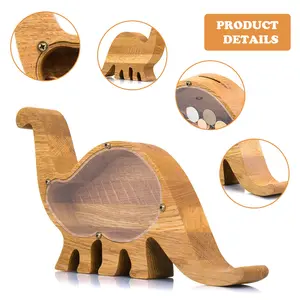 Children Dinosaur Coin Savings Bank Money Box Birthday Gifts Crafts Shaped Wooden Letter Animal Piggy Banks For Kids Opp Bag ZHE