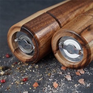 Molinillo de pimienta de madera de <span class=keywords><strong>acacia</strong></span> ajustable, herramientas de cocina de especias de cerámica manual, molinillo de pimienta de sal rosa - Product Image 4