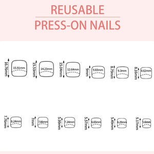 96 pièces/boîte <span class=keywords><strong>couleur</strong></span> unie brillant court couverture complète presse sur les ongles des orteils rose Fluorescent vert carré quatre grilles français <span class=keywords><strong>pied</strong></span> Nail Art - Product Image 6
