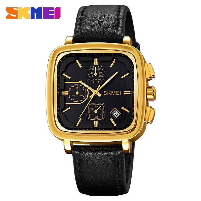 Fashionable Men's Square Quartz Watch - Alloy Case, Leather Band, Colorful Choices