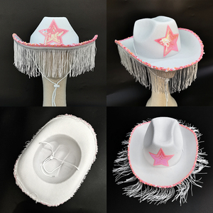 Yachen Mới Thời Trang <span class=keywords><strong>Hat</strong></span> Set Với Brim Màu Hồng Rhinestone <span class=keywords><strong>Sequins</strong></span> Của Phụ Nữ Dây Đeo Cao Bồi <span class=keywords><strong>Hat</strong></span> Fedora Đảng Mũ Nón - Product Image 2