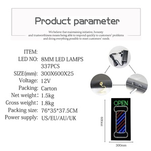 Cartelera abierta Led para interiores de salón de peluquería de 12*24 pulgadas, pantalla de barbería de publicidad abierta animada con luz - Product Image 4