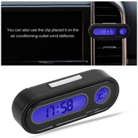 Termometer Voltmeter, jam Digital LED Interior mobil 2 in 1