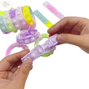 Custom Fidget Toy - Bubble-<b>Popping</b> Silicone Stress-Relief Wristband, Rainbow Color Pressure-Relief <b>Bracelet</b> - Product Image 1