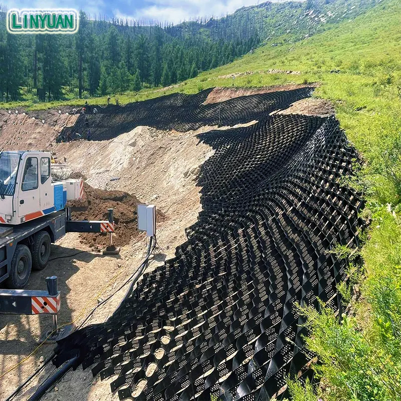 Road construction Hdpe green roof system grass grid plastic geocell