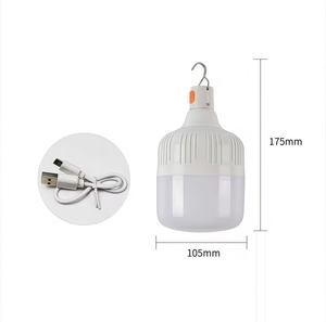 USB Rechargeable <b>LED</b> Emergency Light 175mm White Plastic Outdoor Camping Lamp Hook Cable 4800mAh LiFePO4 <b>Battery</b> IP20 Rated - Product Image 1