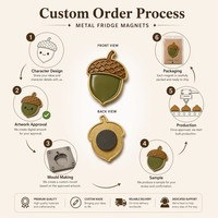 Imanes de nevera de metal esmaltado duro con animales del bosque personalizados: zorro, búho, hongo, higo de indio, hoja, piña. Regalos de recuerdo.