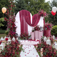 Fleurs artificielles pour mariage : Ensemble d'arrangements floraux en soie rouge, centre de table en boule de roses artificielles, arche de fleurs pour mariage
