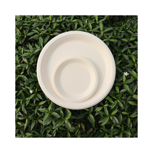 Assiette jetable écologique biodégradable 100% personnalisée STAVIAN de haute qualité 6 pouces en blanc et marron - Product Image 1