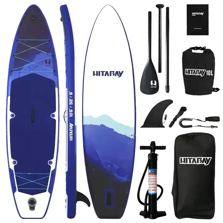 BLUE BAY High quality 6" thickness wholesale customised Inflatable SUP Stand Up Paddle Board for fishing and surfing