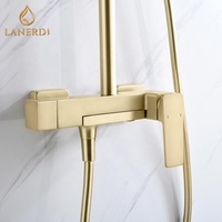 Ensemble de salle de bain carré doré de luxe, pour la maison, mitigeur de douche, robinets, robinet, colonne, douche