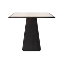 Table à manger ronde en cuir réglable de style américain, moderne et luxueuse, avec taille et couleur personnalisables pour la maison, l'hôtellerie et l'ameublement.