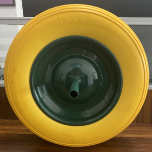 Haute qualité 14 pouces polyuréthane Pu mousse rempli plat <span class=keywords><strong>roues</strong></span> libres 350-8 roue <span class=keywords><strong>brouette</strong></span> pneu 3.50-8 pour main camion <span class=keywords><strong>brouette</strong></span> - Product Image 2