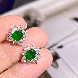 Pendientes de Oro Sólido de 18K para Mujer, 1.23ct, Esmeralda Verde Intensa Natural de Panjshir, Afganistán, con Detalles de Zafiro Blanco, Joyería Fina - Product Image 4