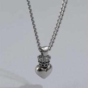 Collar de Moda Hip-hop para Parejas, Estilo Punk, Corona Antigua, Colgante Tridimensional de Amor, Cadena para Suéter, Joyería Natural de Fábrica - Product Image 3