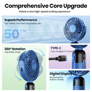 OEM <span class=keywords><strong>K70</strong></span> 2024 nuevo diseño 2400mAh portátil pequeño USB <span class=keywords><strong>Mini</strong></span> ventilador silencioso viento grande portátil Halter ventilador - Product Image 5