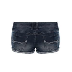 Shorts en jean streetwear d'été respirants à taille basse et coupe droite, style 'Baddie', délavé clair effet vieilli, polyester/coton - Product Image 5