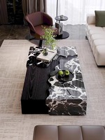 Table basse italienne de luxe en marbre, style moderne et minimaliste, design de rivière, pour petit mobilier de centre de restauration domestique