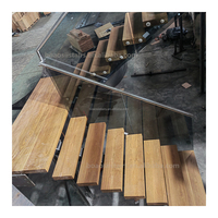 Foshan Moderne Stahlträger-Geradtreppe mit Holzstufen und Glasgeländer für den Innenbereich von Wohnungen, hohe Qualität