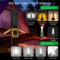 Lampe de travail LED télescopique solaire, projecteur de camping avec support pliable et perche extensible pour la chasse, le camping, la randonnée et la réparation