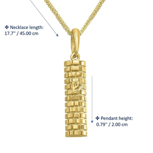 Collar de Joyería Hebrea del <span class=keywords><strong>Muro</strong></span> <span class=keywords><strong>Occidental</strong></span> al por Mayor, Acero Inoxidable 316L, Chapado en Oro de 18k, Mezuzá Jerusalén, Texturizado, Israel - Product Image 4