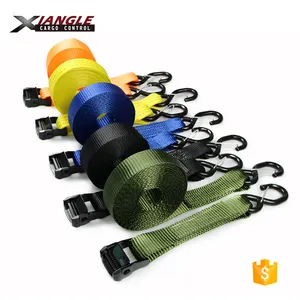 Adjustable 3.8cm buckle for cam buckle cam lock lashing belt 900kgs motorcycle tie down straps with s hook with keeper