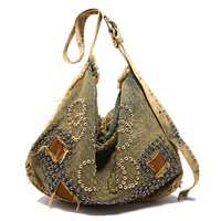 Sac bandoulière rétro américain vintage 2026 grande capacité avec rivets - Sac à bandoulière en jean tendance pour femme décontractée