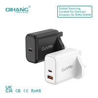 45W GaN PD3.0 QC3.0 SCP Yangına Dayanıklı Hızlı Şarj Adaptörü, Telefonlar/Tabletler/Dizüstü Bilgisayarlar ve Akıllı Saatler için Type-C/AC Girişli